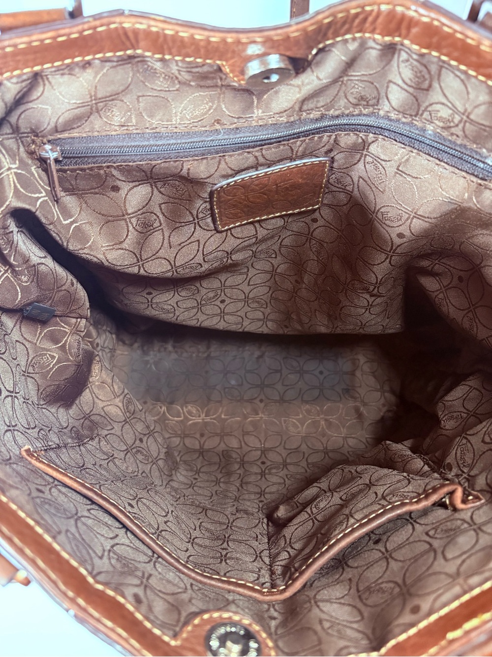 Fossil Brown Pebbled Leather Tote - Picture 4 of 8